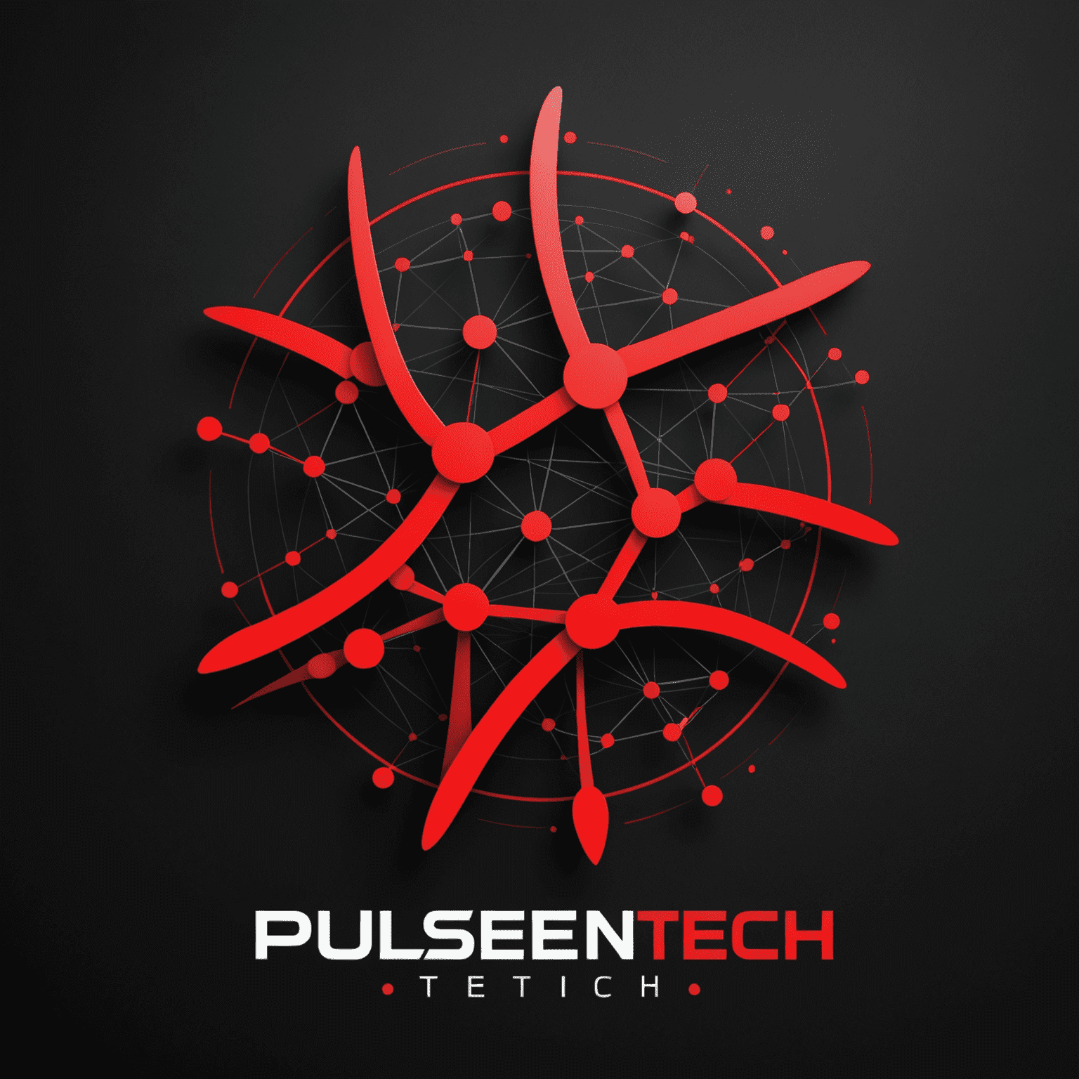 PulseNetTech logo in red and black colors, depicting a stylized network pulse